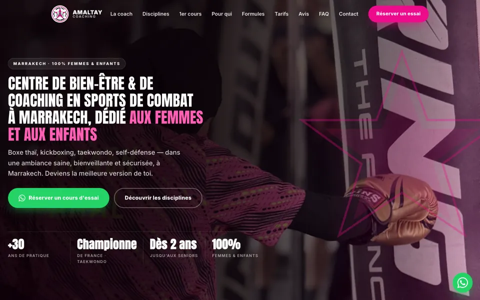 Site Amaltay Coaching, boxe à Marrakech