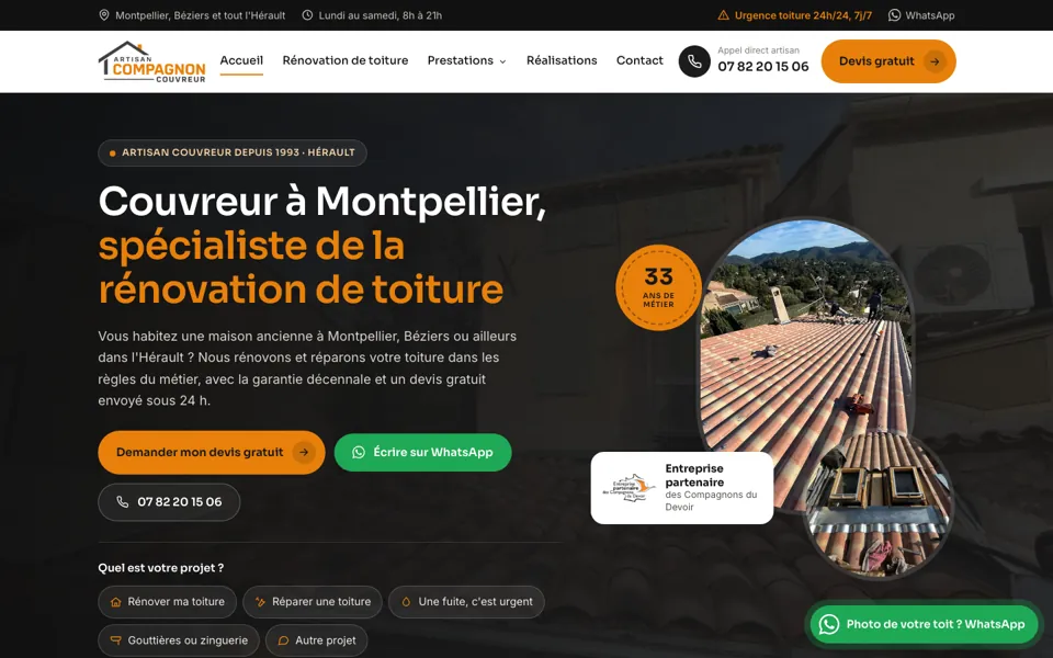 Site Artisan Compagnon Couvreur, Montpellier