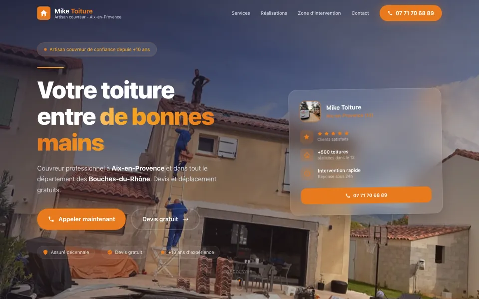 Site Mike Toiture, couvreur à Aix-en-Provence
